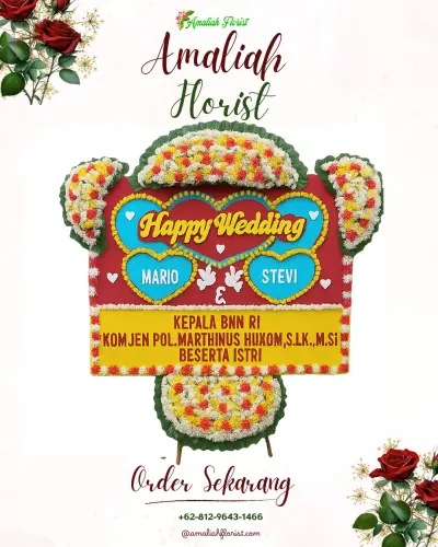Karangan Papan Bunga Pernikahan di Deblod Sundoro